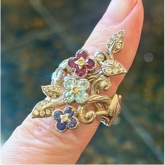 barbara bixby Jewelry - BARBARA BIXBY LOTUS FLOWER RING STERLING 925 RHODOLITE IOLITE TOPAZ GEMS 7.5 EUC